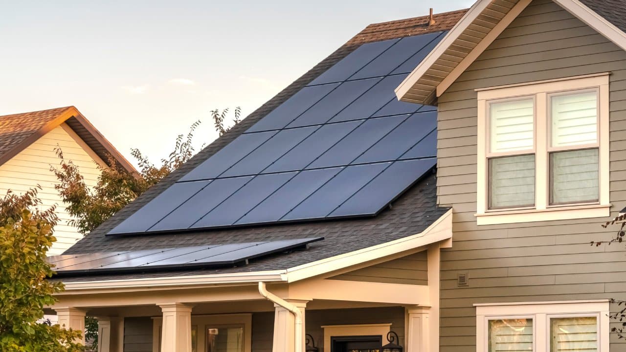 Solar panels on a new build property