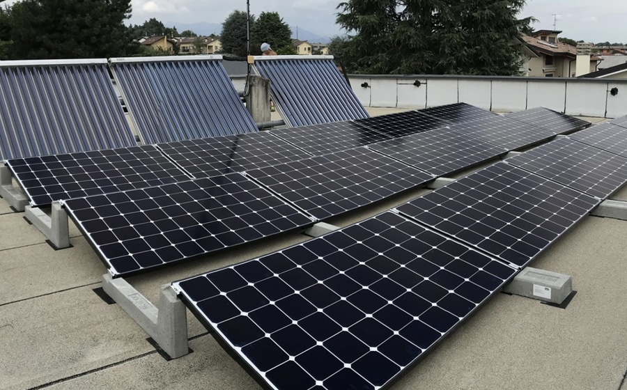 LG NeON BiFacial solar panels installed on a mounting system